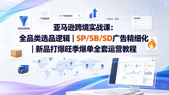 亚马逊跨境实战课-更新8月:全品类选品逻辑|SP/SB/SD广告精细化|新品打爆旺季爆单全套运营教程-1 亚马逊跨境实战课-更新8月:全品类选品逻辑|SP/SB/SD广告精细化|新品打爆旺季爆单全套运营教程