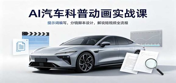 AI汽车科普动画实战课:提示词编写,分镜脚本设计,解说短视频全流程-1 AI汽车科普动画实战课:提示词编写,分镜脚本设计,解说短视频全流程