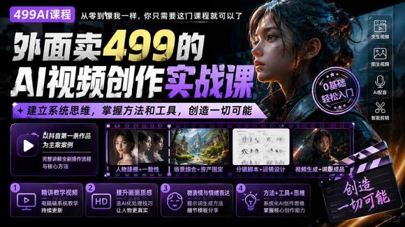 外面卖499的AI视频创作实战课:建立系统思维,掌握方法和工具,创造一切可能。-1 外面卖499的AI视频创作实战课:建立系统思维,掌握方法和工具,创造一切可能。