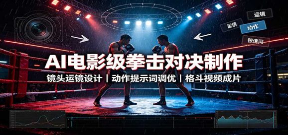 AI电影级拳击对决制作:镜头运镜设计,动作提示词调优,格斗视频成片-1 AI电影级拳击对决制作:镜头运镜设计,动作提示词调优,格斗视频成片