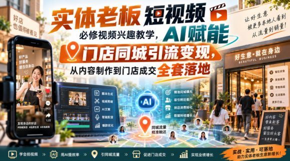 实体老板短视频必修视频兴趣教学,AI赋能门店同城引流变现,AI+短视频+直播打爆实体客流量-1 实体老板短视频必修视频兴趣教学,AI赋能门店同城引流变现,AI+短视频+直播打爆实体客流量