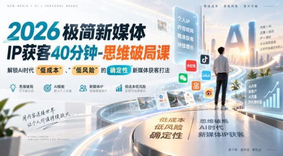 2026极简新媒体IP获客40分钟-思维破局课,解锁Ai时代“低成本”、“低风险”的确定性新媒体获客打法-1 2026极简新媒体IP获客40分钟-思维破局课,解锁Ai时代“低成本”、“低风险”的确定性新媒体获客打法