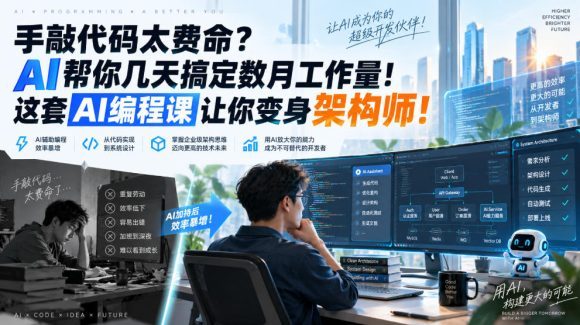 手敲代码太费命?AI帮你几天搞定数月工作量!这套AI编程课让你变身架构师!【原创双语字幕】-1 手敲代码太费命?AI帮你几天搞定数月工作量!这套AI编程课让你变身架构师!【原创双语字幕】