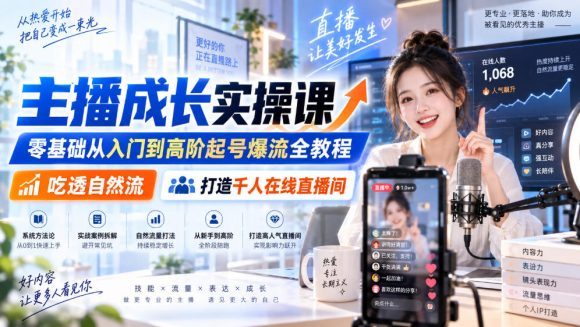 主播成长实操课|零基础从入门到高阶起号爆流全教程,吃透自然流,打造千人在线直播间-1 主播成长实操课|零基础从入门到高阶起号爆流全教程,吃透自然流,打造千人在线直播间