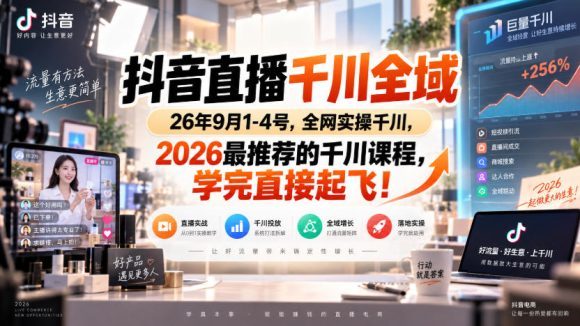 抖音直播千川全域26年9月1-4号,全网实操千川,2026最推荐的千川课程,学完直接起飞!-1 抖音直播千川全域26年9月1-4号,全网实操千川,2026最推荐的千川课程,学完直接起飞!
