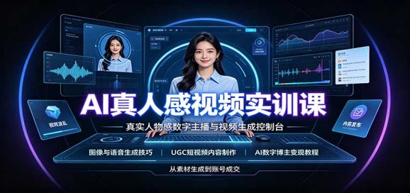 AI真人感视频实训课:图像语音生成,UGC内容制作,AI数字博主变现教程-1 AI真人感视频实训课:图像语音生成,UGC内容制作,AI数字博主变现教程