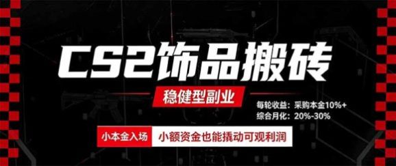 CS2饰品搬砖，每轮收益为采购本金的10%+，综合月化为20-30%，稳健型副业