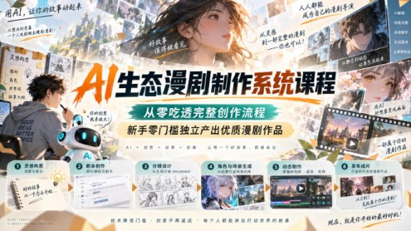 AI生态漫剧制作系统课程,从零吃透完整创作流程,新手零门槛独立产出优质漫剧作品-1 AI生态漫剧制作系统课程,从零吃透完整创作流程,新手零门槛独立产出优质漫剧作品