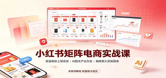 小红书矩阵电商实战课：批量搬款上架实操，AI图文产出，矩阵放大变现指南
