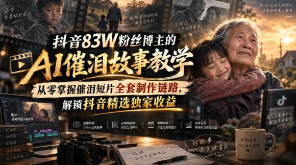 抖音83W粉丝博主的AI催泪故事教学,从零掌握催泪短片全套制作链路,解锁抖音精选独家收益-1 抖音83W粉丝博主的AI催泪故事教学,从零掌握催泪短片全套制作链路,解锁抖音精选独家收益