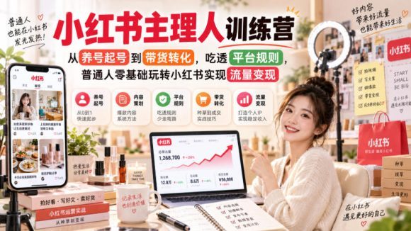 小红书主理人训练营,从养号起号到带货转化,吃透平台规则,普通人零基础玩转小红书实现流量变现-1 小红书主理人训练营,从养号起号到带货转化,吃透平台规则,普通人零基础玩转小红书实现流量变现