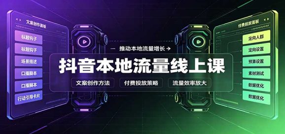 抖音本地流量线上课:账号搭建拍摄剪辑,文案创作与付费投放教学-1 抖音本地流量线上课:账号搭建拍摄剪辑,文案创作与付费投放教学