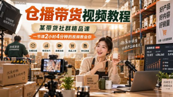 仓播带货视频教程,某带货社群精品课,一节课2小时4分钟的视频教会你-1 仓播带货视频教程,某带货社群精品课,一节课2小时4分钟的视频教会你
