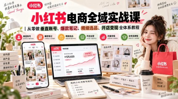 小红书电商全域实战课｜从零做垂直账号、爆款笔记、精细选品、开店变现全体系教程