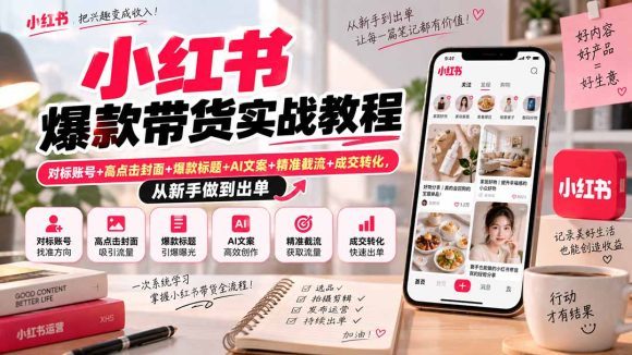 小红书爆款带货实战教程|对标账号+高点击封面+爆款标题+AI文案+精准截流+成交转化,从新手做到出单-1 小红书爆款带货实战教程|对标账号+高点击封面+爆款标题+AI文案+精准截流+成交转化,从新手做到出单