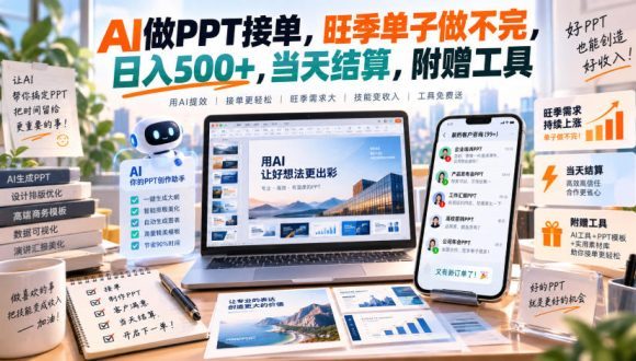 AI做PPT接单,旺季单子做不完,日入500+,当天结算,附赠工具【揭秘】-1 AI做PPT接单,旺季单子做不完,日入500+,当天结算,附赠工具【揭秘】