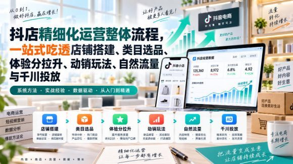 李哥电商-抖店精细化运营整体流程,一站式吃透店铺搭建、类目选品、体验分拉升、动销玩法、自然流量与千川投放-1 李哥电商-抖店精细化运营整体流程,一站式吃透店铺搭建、类目选品、体验分拉升、动销玩法、自然流量与千川投放