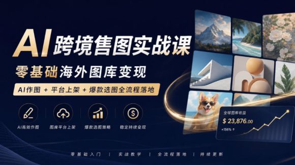 AI跨境售图实战课,零基础海外图库变现,AI作图+平台上架+爆款选图全流程落地-1 AI跨境售图实战课,零基础海外图库变现,AI作图+平台上架+爆款选图全流程落地