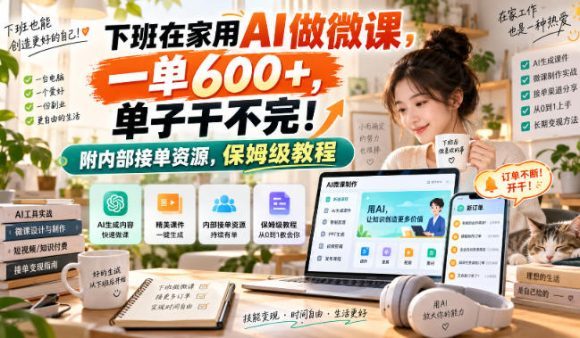 下班在家用AI做微课,一单600+,单子干不完!附内部接单资源,保姆级教程【揭秘】-1 下班在家用AI做微课,一单600+,单子干不完!附内部接单资源,保姆级教程【揭秘】