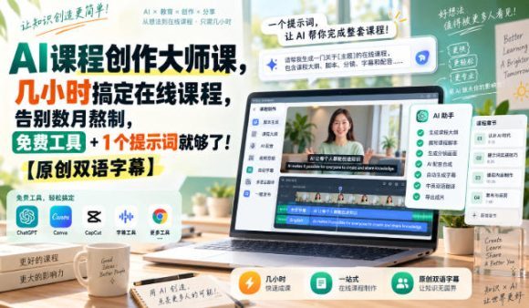 AI课程创作大师课,几小时搞定在线课程,告别数月熬制,免费工具+1个提示词就够了!【原创双语字幕】-1 AI课程创作大师课,几小时搞定在线课程,告别数月熬制,免费工具+1个提示词就够了!【原创双语字幕】