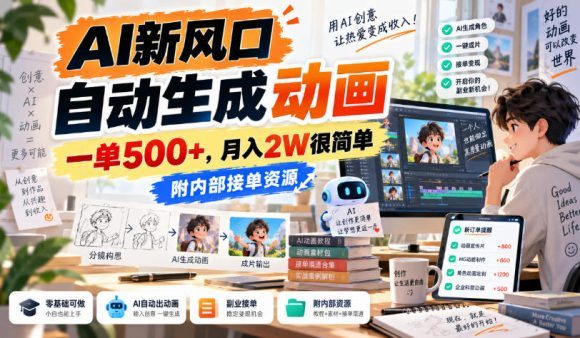 AI新风口,自动生成动画,一单500+,月入2W很简单,附内部接单资源【揭秘】-1 AI新风口,自动生成动画,一单500+,月入2W很简单,附内部接单资源【揭秘】
