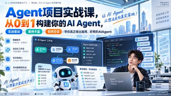 Agent项目实战课，从0到1构建你的AI Agent，实战驱动·案例丰富·拒绝空谈，带你真正做出能用、好用的AIAgent