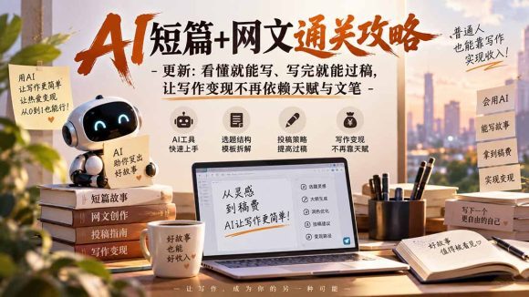 AI短篇+网文通关攻略-更新0921：看懂就能写、写完就能过稿，让写作变现不再依赖天赋与文笔