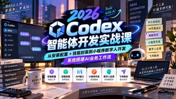 2026Codex智能体开发实战课:从安装配置+技能封装到小程序数字人开发,系统搭建AI业务工作流-1 2026Codex智能体开发实战课:从安装配置+技能封装到小程序数字人开发,系统搭建AI业务工作流