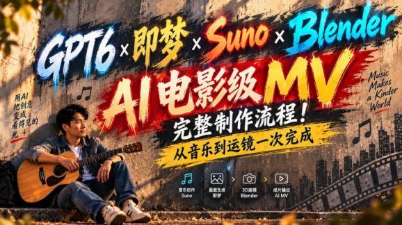 GPT6×即梦×Suno×Blender|AI电影级MV完整制作流程!从音乐到运镜一次完成!-1 GPT6×即梦×Suno×Blender|AI电影级MV完整制作流程!从音乐到运镜一次完成!