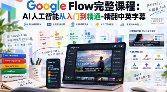 【无水印】Google Flow完整课程:AI人工智能从入门到精通-精翻中英字幕-1 【无水印】Google Flow完整课程:AI人工智能从入门到精通-精翻中英字幕