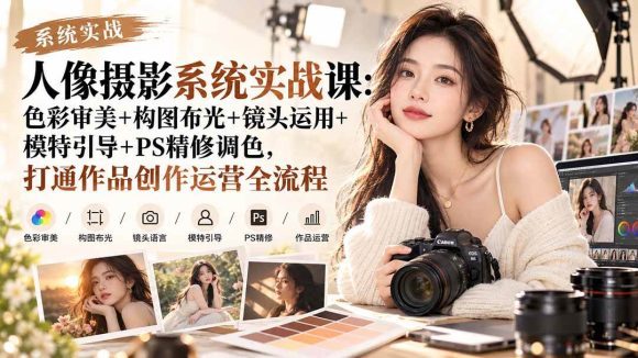 【无水印】人像摄影系统实战课:色彩审美+构图布光+镜头运用+模特引导+PS精修调色,打通作品创作运营全流程-1 【无水印】人像摄影系统实战课:色彩审美+构图布光+镜头运用+模特引导+PS精修调色,打通作品创作运营全流程
