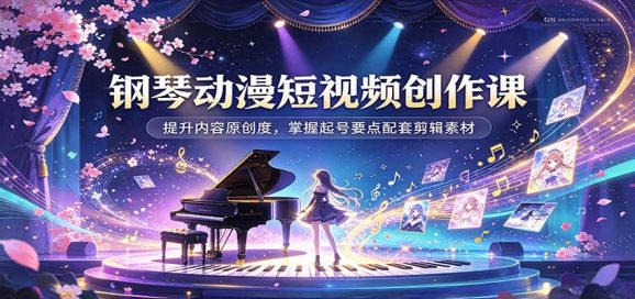 钢琴动漫短视频创作课:提升内容原创度,掌握起号要点配套剪辑素材-1 钢琴动漫短视频创作课:提升内容原创度,掌握起号要点配套剪辑素材