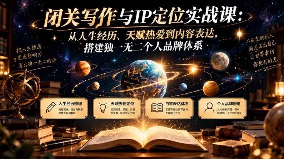 闭关写作与IP定位实战课:从人生经历、天赋热爱到内容表达,搭建独一无二个人品牌体系-1 闭关写作与IP定位实战课:从人生经历、天赋热爱到内容表达,搭建独一无二个人品牌体系