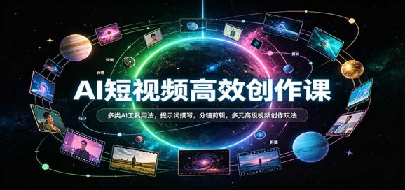 AI短视频高效创作课:多类AI工具用法,提示词撰写,分镜剪辑,多元高级视频创作玩法-1 AI短视频高效创作课:多类AI工具用法,提示词撰写,分镜剪辑,多元高级视频创作玩法