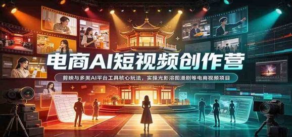 电商AI短视频创作营:剪映与多类AI平台工具核心玩法,实操光影溶图漫剧等电商视频项目-1 电商AI短视频创作营:剪映与多类AI平台工具核心玩法,实操光影溶图漫剧等电商视频项目