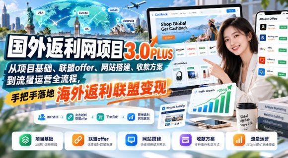 国外返利网项目3.0PLUS,从项目基础、联盟offer、网站搭建、收款方案到流量运营全流程,手把手落地海外返利联盟变现-1 国外返利网项目3.0PLUS,从项目基础、联盟offer、网站搭建、收款方案到流量运营全流程,手把手落地海外返利联盟变现