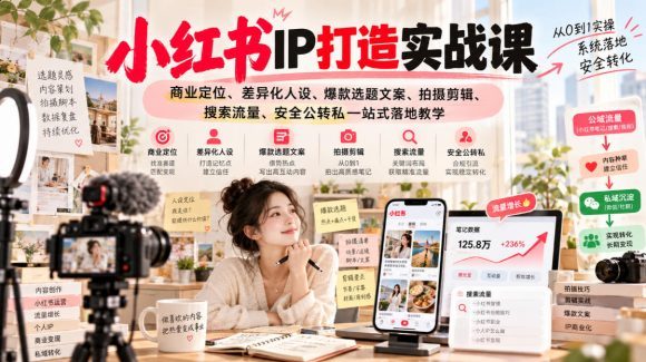 小红书ip打造实战课,商业定位、差异化人设、爆款选题文案、拍摄剪辑、搜索流量、安全公转私一站式落地教学-1 小红书ip打造实战课,商业定位、差异化人设、爆款选题文案、拍摄剪辑、搜索流量、安全公转私一站式落地教学