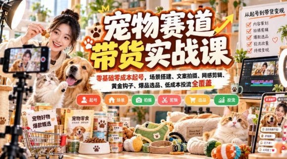 宠物赛道带货实战课,零基础零成本起号,场景搭建、文案拍摄、网感剪辑、黄金钩子、爆品选品、低成本投流全覆盖-1 宠物赛道带货实战课,零基础零成本起号,场景搭建、文案拍摄、网感剪辑、黄金钩子、爆品选品、低成本投流全覆盖