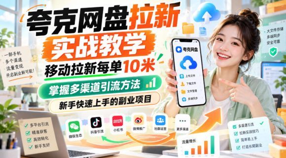 夸克网盘拉新实战教学,移动拉新每单10米,掌握多渠道引流方法,新手快速上手的副业项目(更新0929)-1 夸克网盘拉新实战教学,移动拉新每单10米,掌握多渠道引流方法,新手快速上手的副业项目(更新0929)