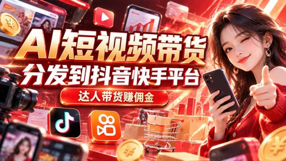 【AI短视频带货】分发到抖音快手平台,达人带货赚佣金-1 【AI短视频带货】分发到抖音快手平台,达人带货赚佣金