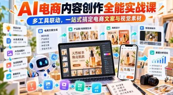 【无水印】AI电商内容创作全能实战课|多工具联动,一站式搞定电商文案与视觉素材-1 【无水印】AI电商内容创作全能实战课|多工具联动,一站式搞定电商文案与视觉素材
