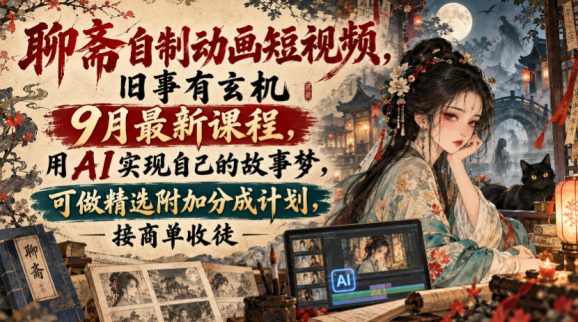 聊斋自制动画短视频,旧事有玄机9月最新课程,用AI实现自己的故事梦,可做精选附加分成计划,接商单收徒-1 聊斋自制动画短视频,旧事有玄机9月最新课程,用AI实现自己的故事梦,可做精选附加分成计划,接商单收徒