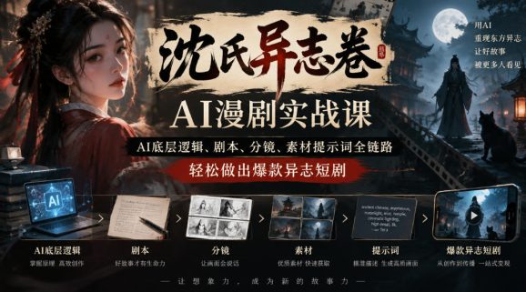 沈氏异志卷AI漫剧实战课|AI底层逻辑、剧本、分镜、素材提示词全链路,轻松做出爆款异志短剧-1 沈氏异志卷AI漫剧实战课|AI底层逻辑、剧本、分镜、素材提示词全链路,轻松做出爆款异志短剧