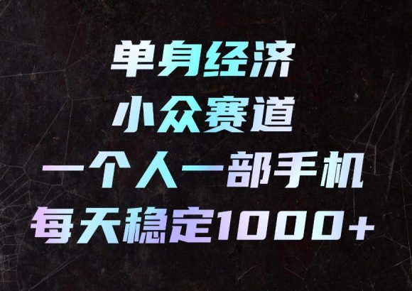 单身经济小众赛道,一个人一部手机,每天稳定1000+,利用下班碎片时间即可【揭秘】-1 单身经济小众赛道,一个人一部手机,每天稳定1000+,利用下班碎片时间即可【揭秘】