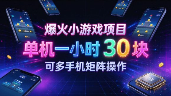 爆火小游戏撸金项目,实测单机一小时30+,可多手机矩阵操作,新手看完一遍就能上手【揭秘】-1 爆火小游戏撸金项目,实测单机一小时30+,可多手机矩阵操作,新手看完一遍就能上手【揭秘】