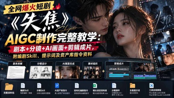 全网爆火短剧《失焦》AIGC制作完整教学:剧本+分镜+AI画面+剪辑成片,附编剧Skill、提示词及资产库指令资料-1 全网爆火短剧《失焦》AIGC制作完整教学:剧本+分镜+AI画面+剪辑成片,附编剧Skill、提示词及资产库指令资料