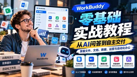 WorkBuddy零基础实战教程:从AI问答到自主交付,掌握文件、文档、数据、运营与自动化办公-1 WorkBuddy零基础实战教程:从AI问答到自主交付,掌握文件、文档、数据、运营与自动化办公