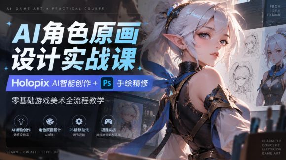 AI角色原画设计实战课|Holopix AI智能创作+PS手绘精修,零基础游戏美术全流程教学-1 AI角色原画设计实战课|Holopix AI智能创作+PS手绘精修,零基础游戏美术全流程教学