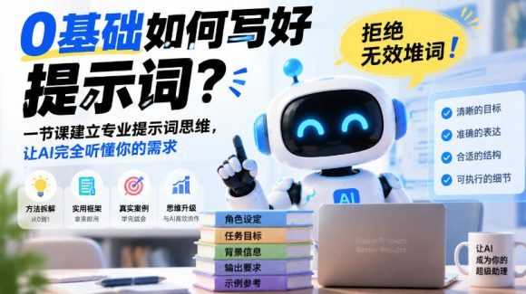 0基础如何写好提示词,拒绝无效堆词!一节课建立专业提示词思维,让AI完全听懂你的需求-1 0基础如何写好提示词,拒绝无效堆词!一节课建立专业提示词思维,让AI完全听懂你的需求