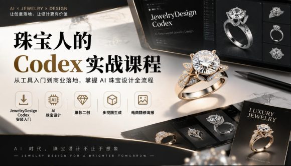珠宝人的Codex实战课程|JewelryDesign Codex安装入门、AI珠宝设计、爆款二创、多视图生成、电商精修海报全链路教学-1 珠宝人的Codex实战课程|JewelryDesign Codex安装入门、AI珠宝设计、爆款二创、多视图生成、电商精修海报全链路教学